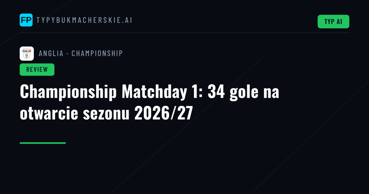 Championship Matchday 1: 34 gole na otwarcie sezonu 2026/27