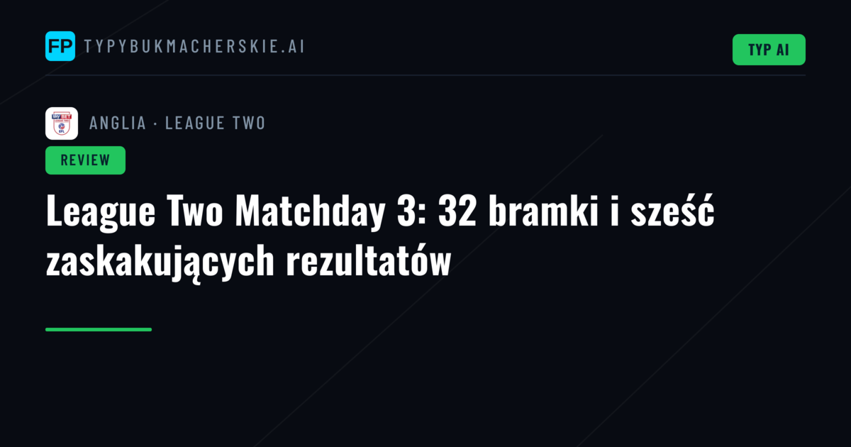 League Two Matchday 3: 32 bramki i sześć zaskakujących rezultatów