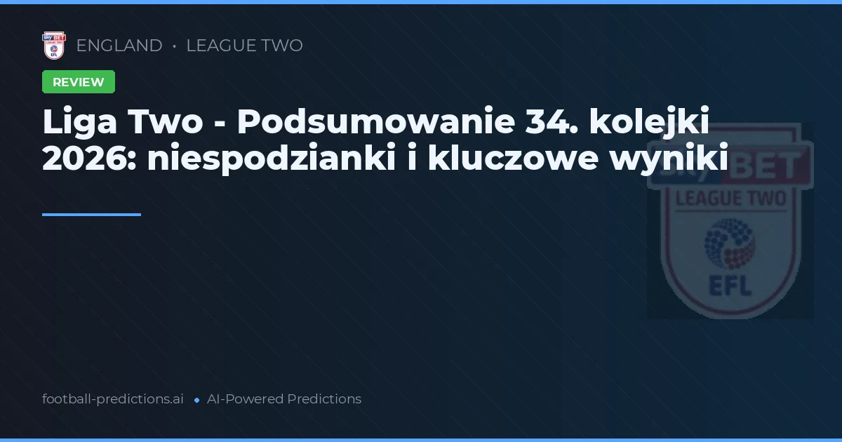 Liga Two - Podsumowanie 34. kolejki 2026: niespodzianki i kluczowe wyniki