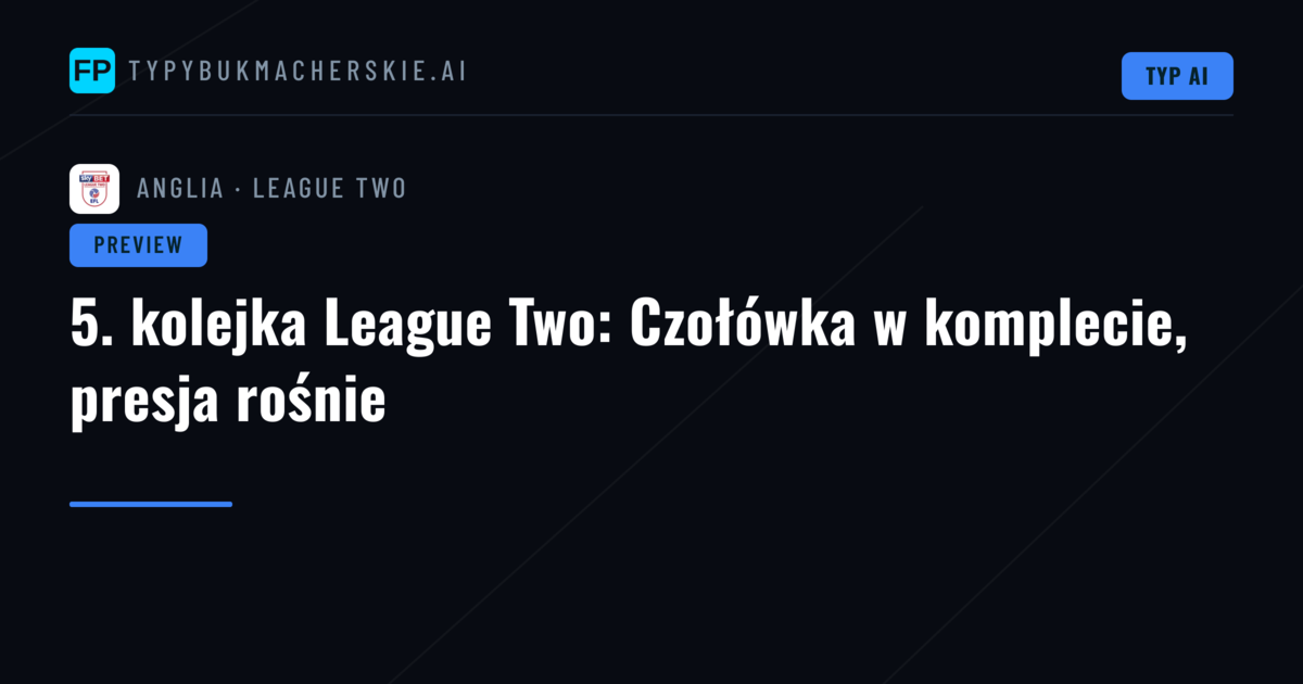 5. kolejka League Two: Czołówka w komplecie, presja rośnie