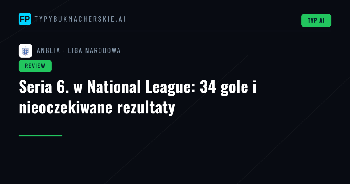 Seria 6. w National League: 34 gole i nieoczekiwane rezultaty