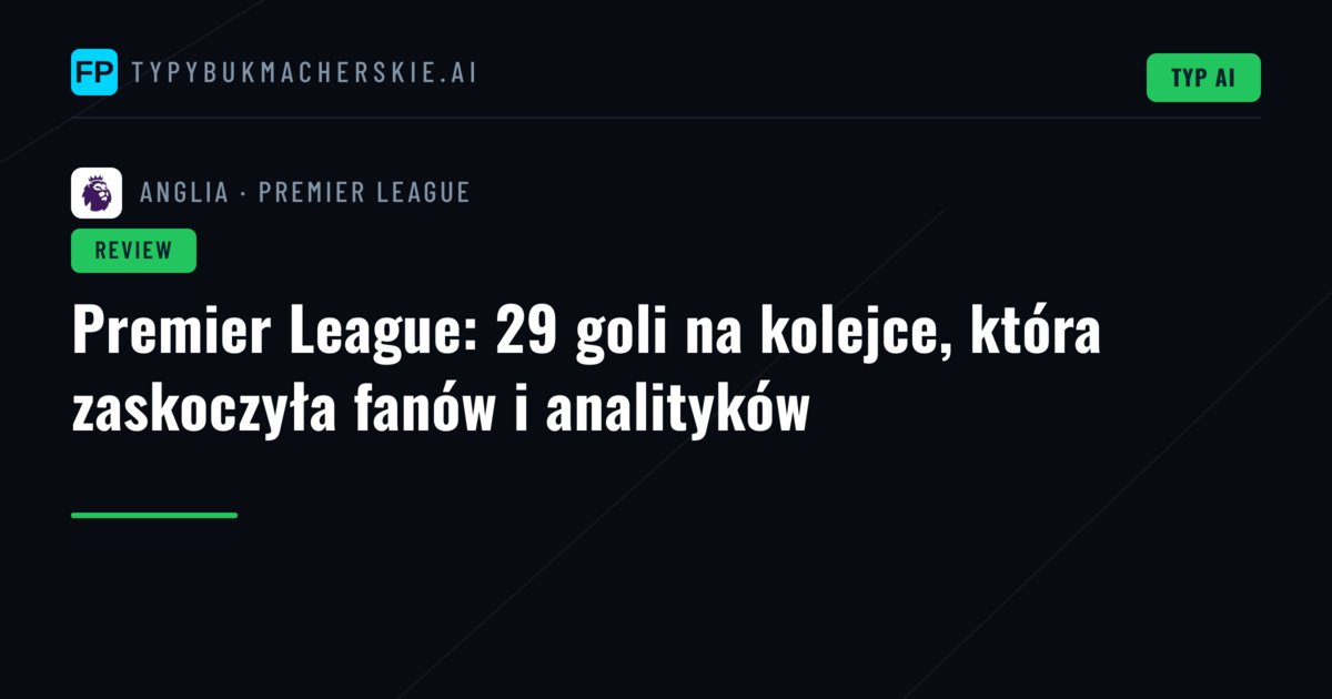 Premier League: 29 goli na kolejce, która zaskoczyła fanów i analityków