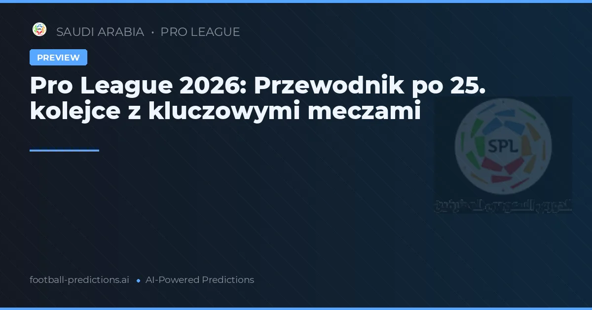 Pro League 2026: Przewodnik po 25. kolejce z kluczowymi meczami