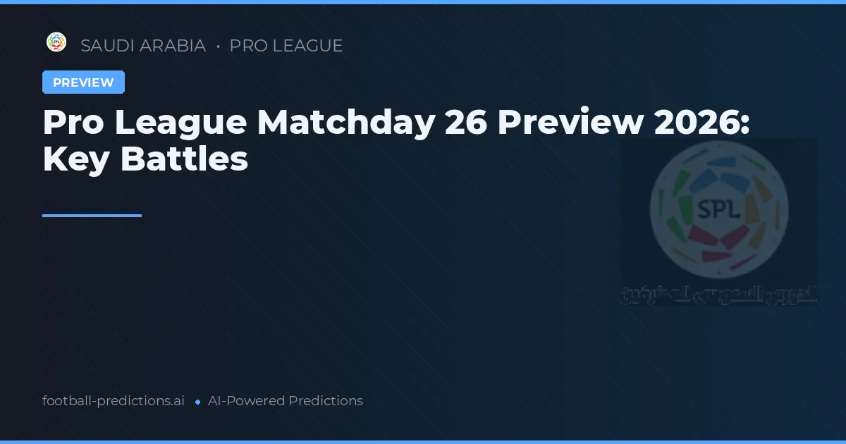 Pro League Matchday 26 Preview 2026: Key Battles