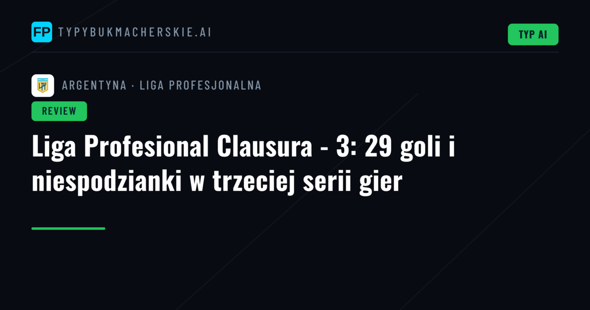 Liga Profesional Clausura - 3: 29 goli i niespodzianki w trzeciej serii gier