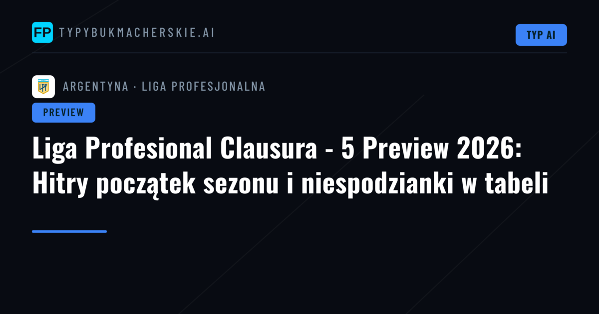 Liga Profesional Clausura - 5 Preview 2026: Hitry początek sezonu i niespodzianki w tabeli