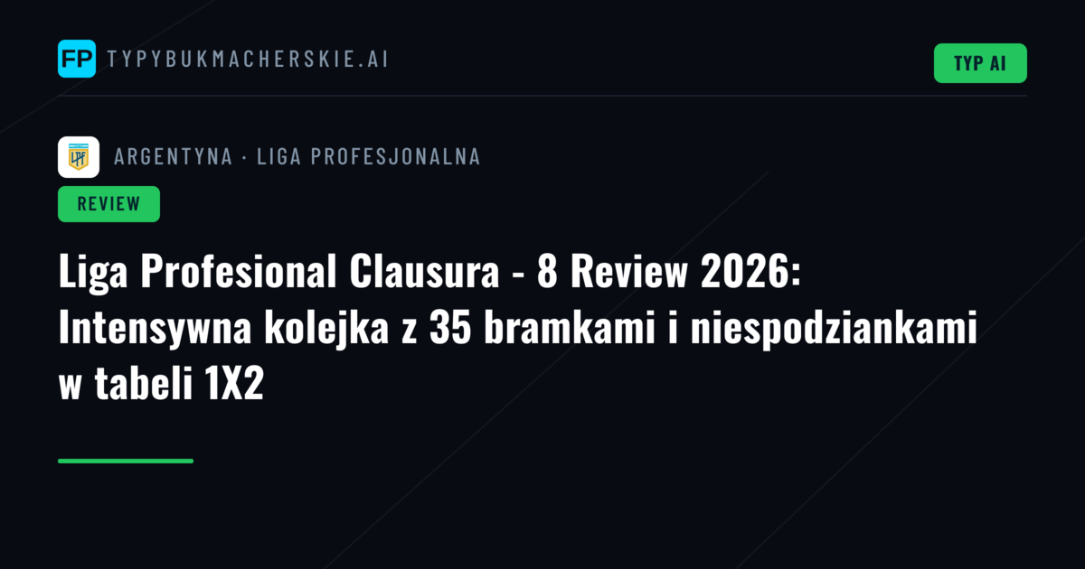 Liga Profesional Clausura - 8 Review 2026: Intensywna kolejka z 35 bramkami i niespodziankami w tabeli 1X2