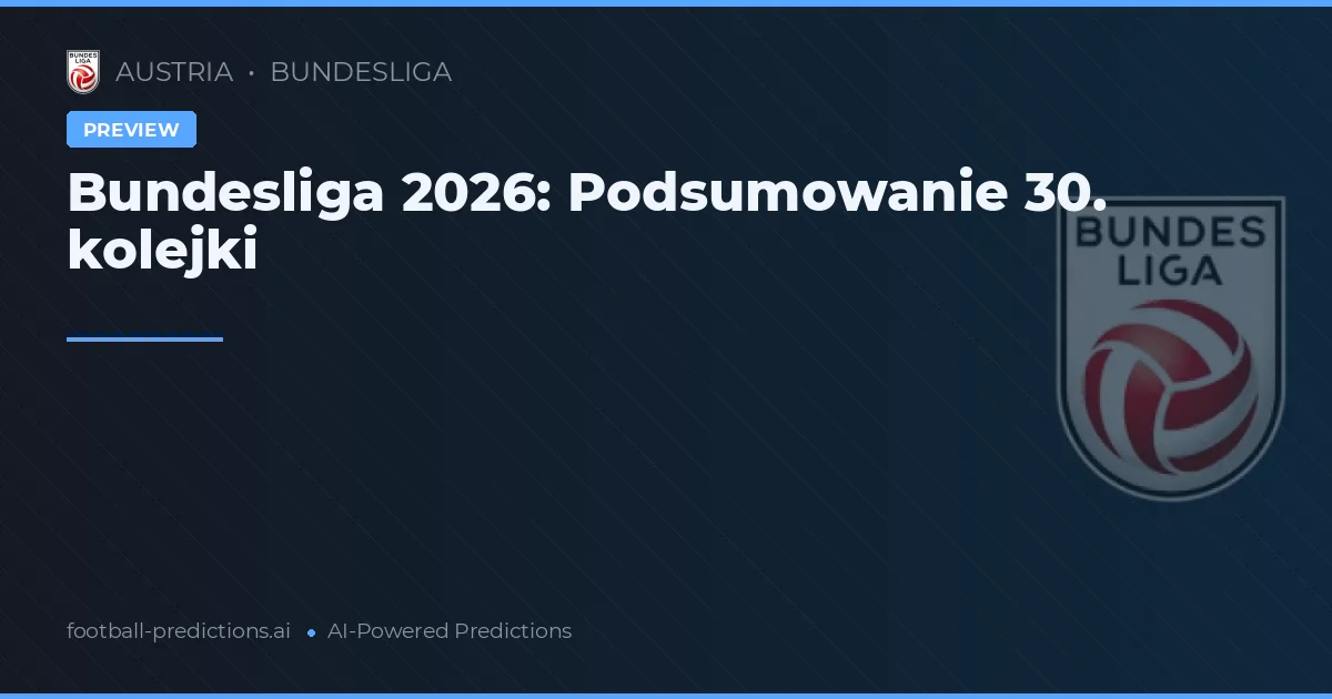 Bundesliga 2026: Podsumowanie 30. kolejki
