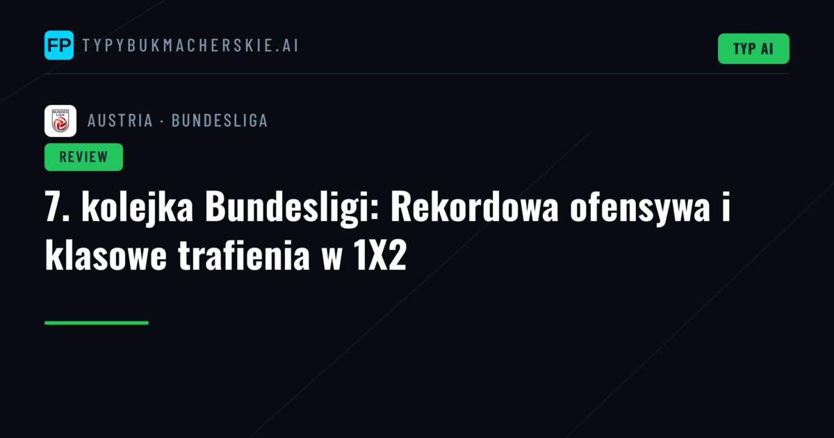 7. kolejka Bundesligi: Rekordowa ofensywa i klasowe trafienia w 1X2