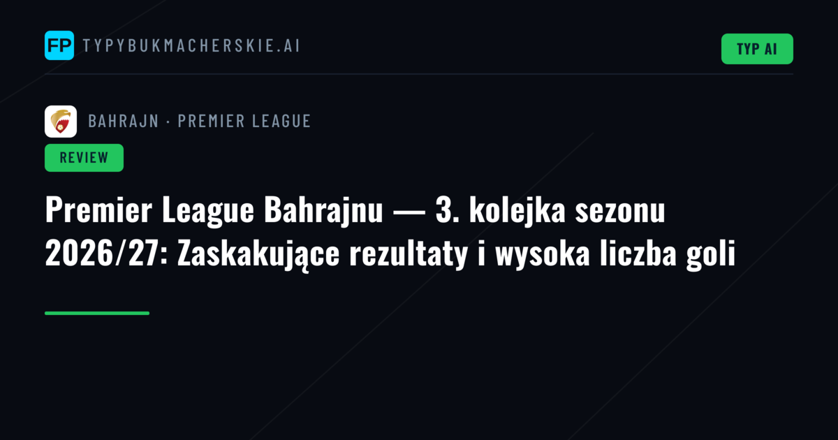 Premier League Bahrajnu — 3. kolejka sezonu 2026/27: Zaskakujące rezultaty i wysoka liczba goli