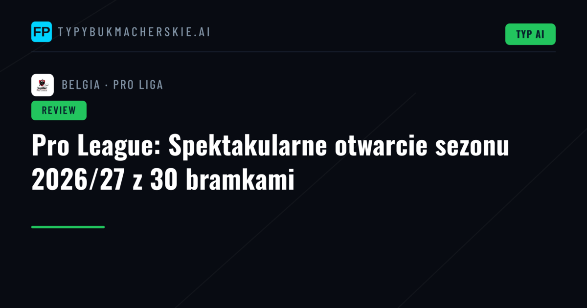 Pro League: Spektakularne otwarcie sezonu 2026/27 z 30 bramkami