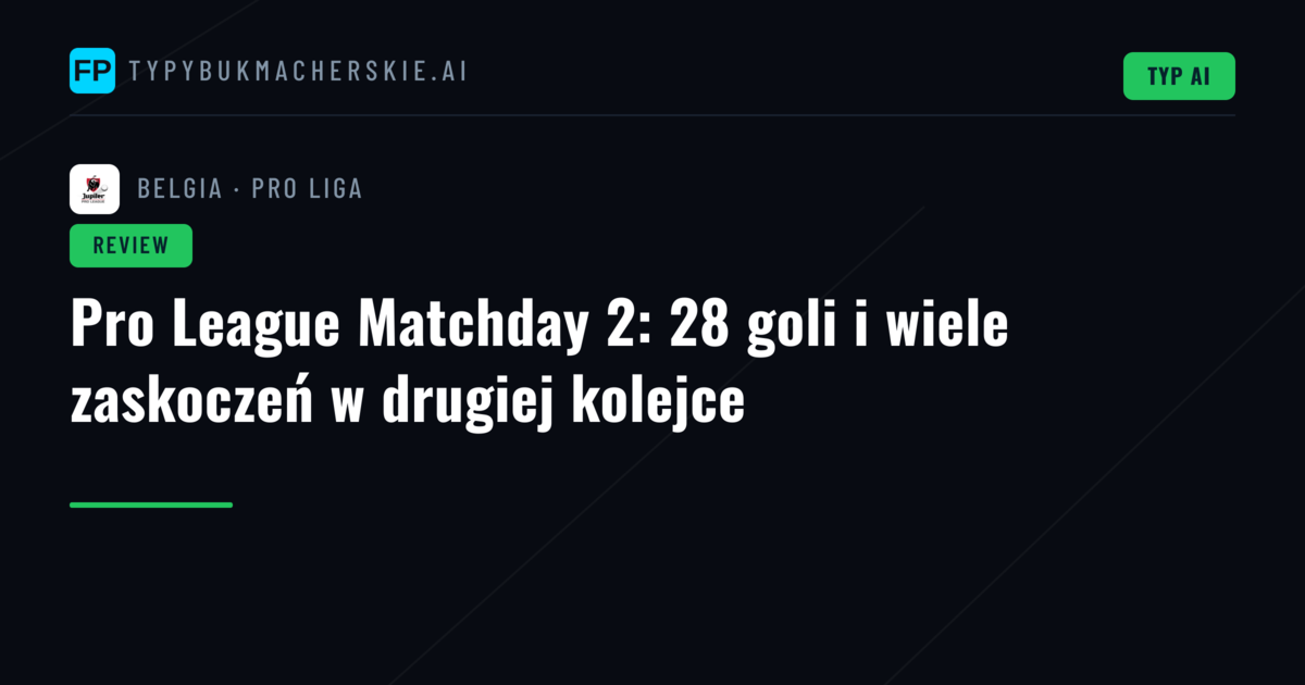 Pro League Matchday 2: 28 goli i wiele zaskoczeń w drugiej kolejce