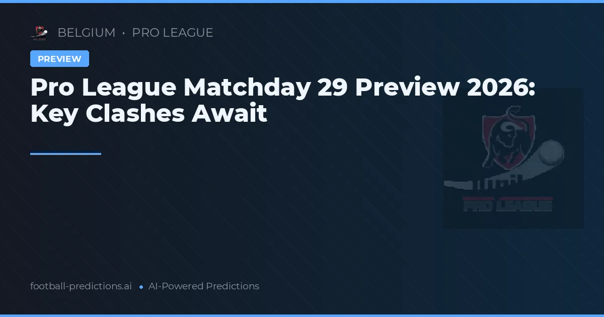 Pro League Matchday 29 Preview 2026: Key Clashes Await