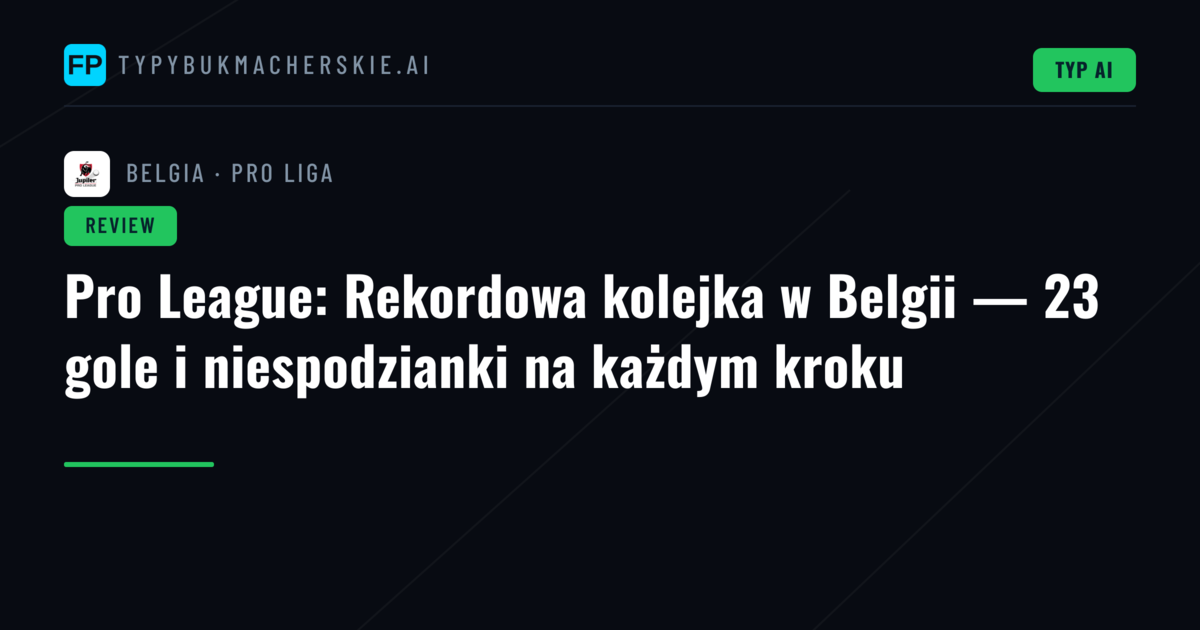 Pro League: Rekordowa kolejka w Belgii — 23 gole i niespodzianki na każdym kroku