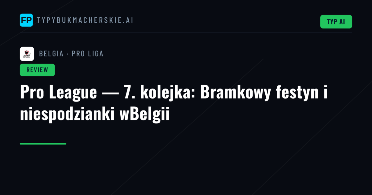 Pro League — 7. kolejka: Bramkowy festyn i niespodzianki wBelgii