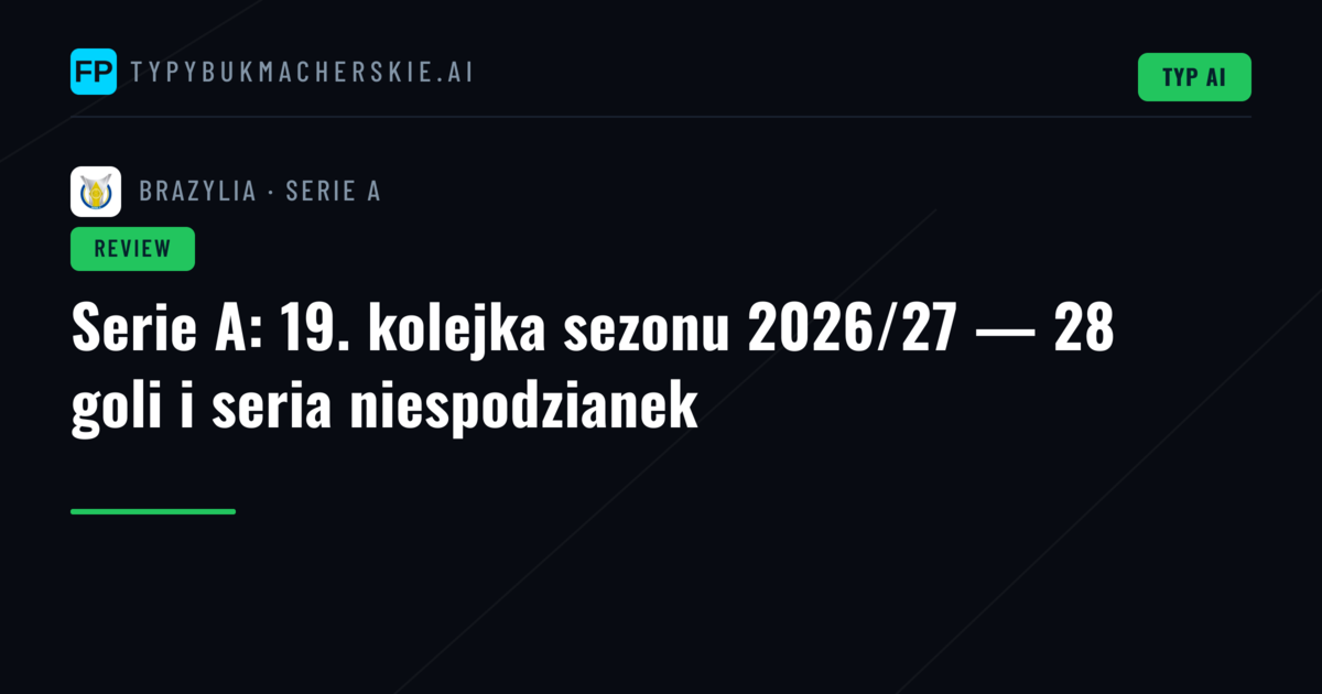 Serie A: 19. kolejka sezonu 2026/27 — 28 goli i seria niespodzianek