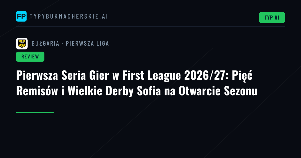 Pierwsza Seria Gier w First League 2026/27: Pięć Remisów i Wielkie Derby Sofia na Otwarcie Sezonu