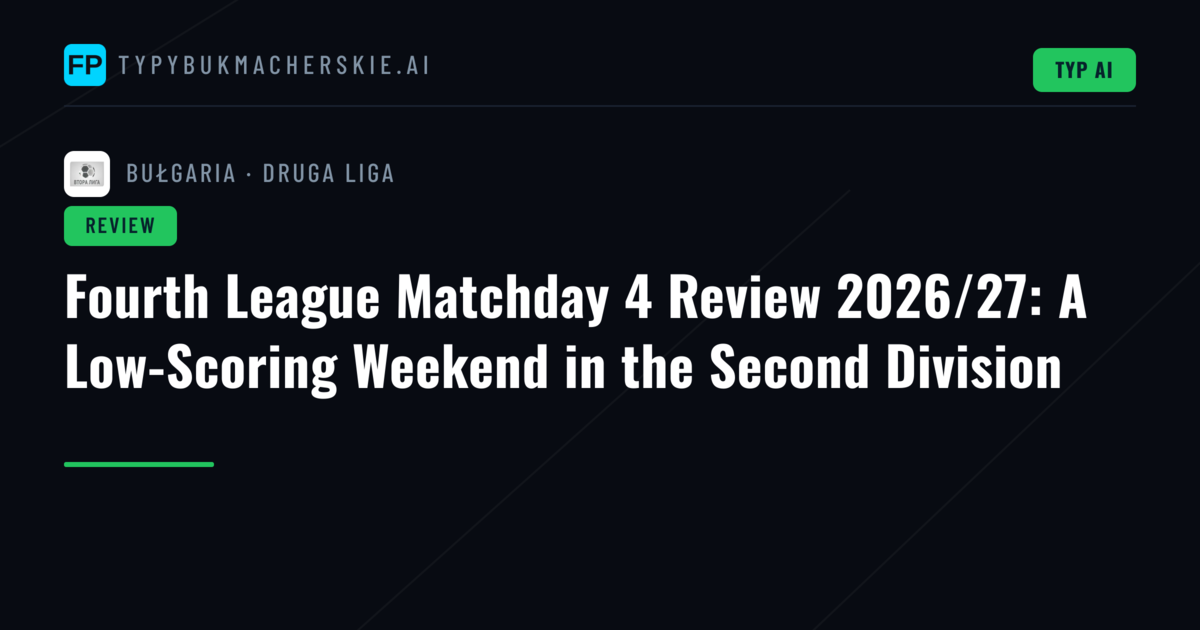 Fourth League Matchday 4 Review 2026/27: A Low-Scoring Weekend in the Second Division