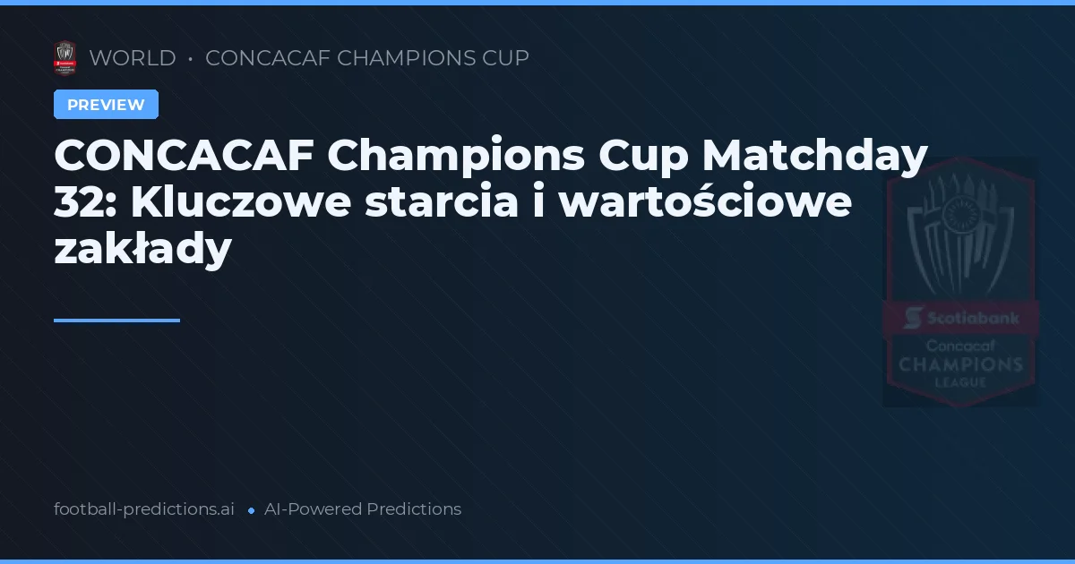 CONCACAF Champions Cup Matchday 32: Kluczowe starcia i wartościowe zakłady