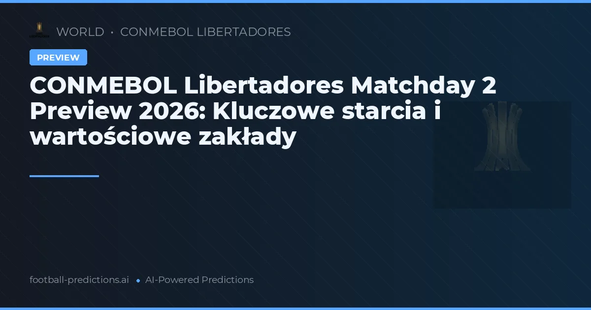 CONMEBOL Libertadores Matchday 2 Preview 2026: Kluczowe starcia i wartościowe zakłady