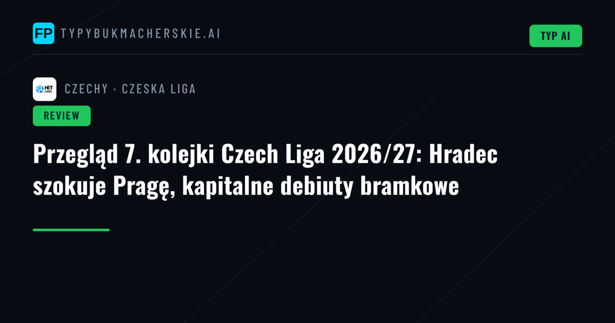 Przegląd 7. kolejki Czech Liga 2026/27: Hradec szokuje Pragę, kapitalne debiuty bramkowe
