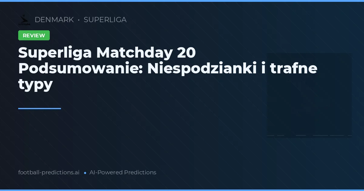 Superliga Matchday 20 Podsumowanie: Niespodzianki i trafne typy