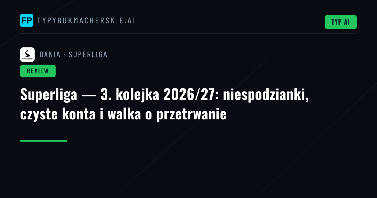 Superliga — 3. kolejka 2026/27: niespodzianki, czyste konta i walka o przetrwanie