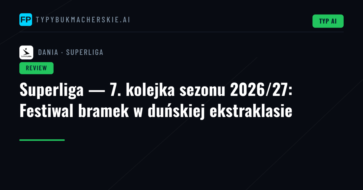 Superliga — 7. kolejka sezonu 2026/27: Festiwal bramek w duńskiej ekstraklasie