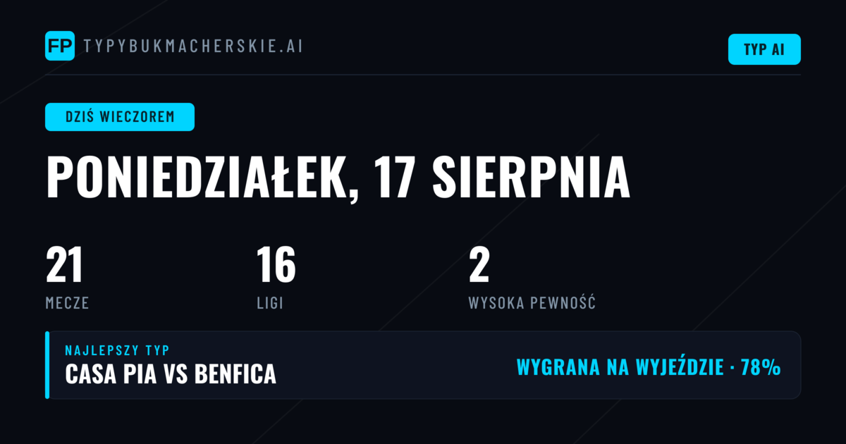 Eerste Divisie i Serie A na czele poniedziałkowych typów