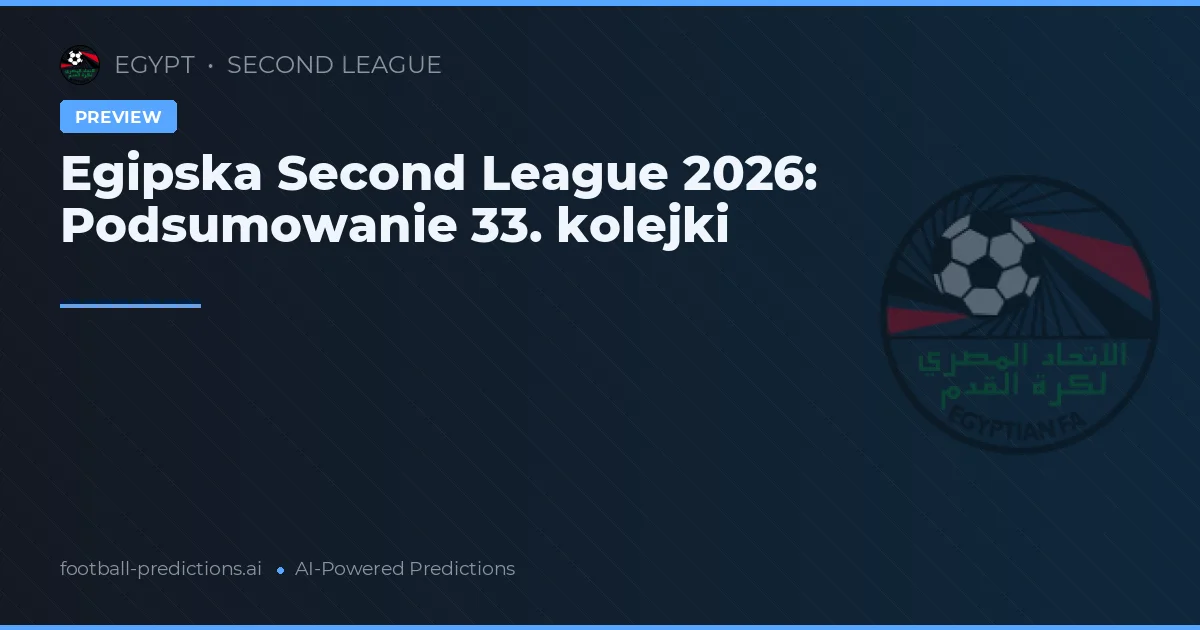 Egipska Second League 2026: Podsumowanie 33. kolejki