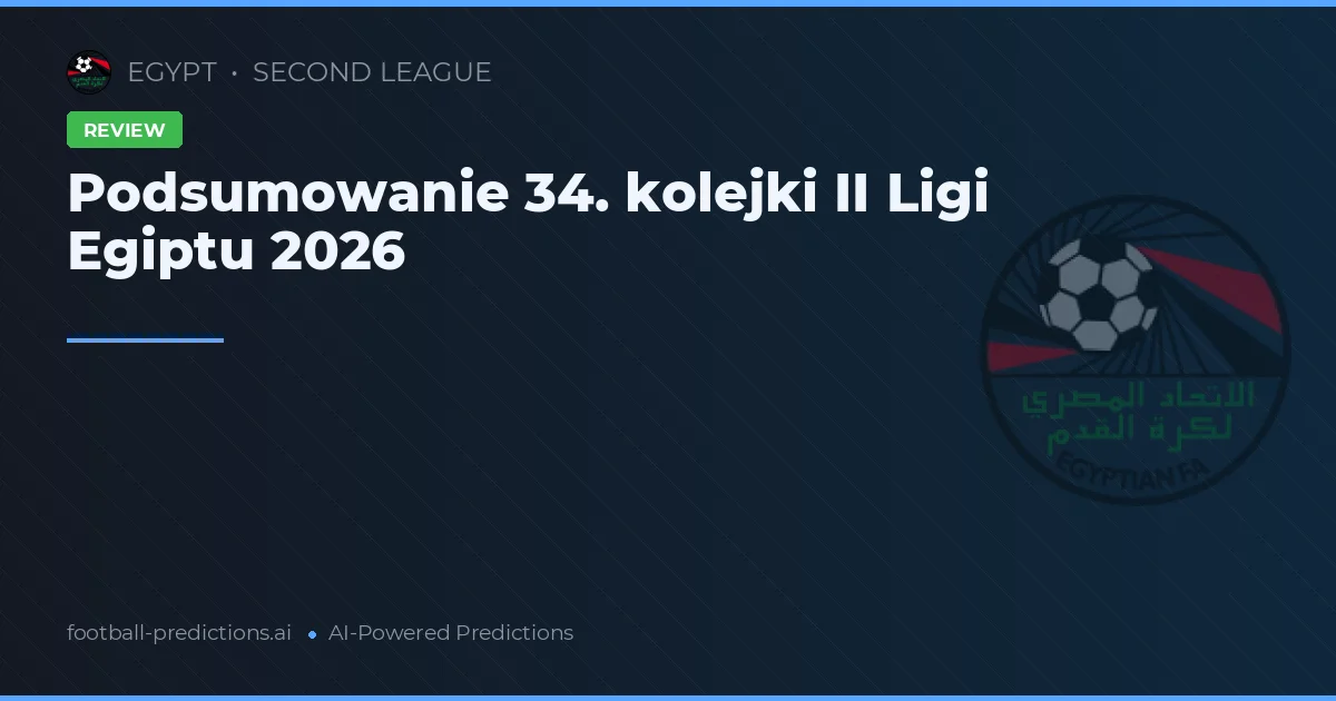 Podsumowanie 34. kolejki II Ligi Egiptu 2026