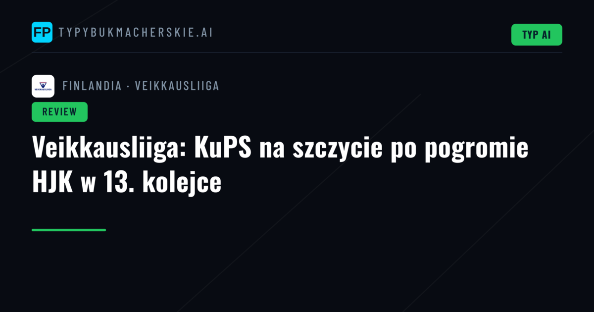 Veikkausliiga: KuPS na szczycie po pogromie HJK w 13. kolejce