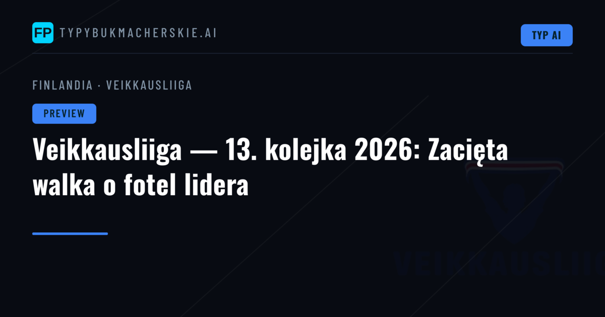 Veikkausliiga — 13. kolejka 2026: Zacięta walka o fotel lidera