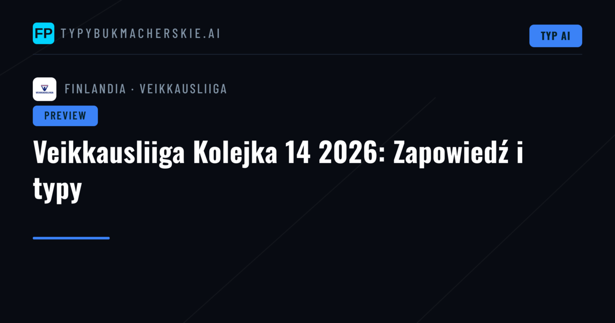 Veikkausliiga Kolejka 14 2026: Zapowiedź i typy