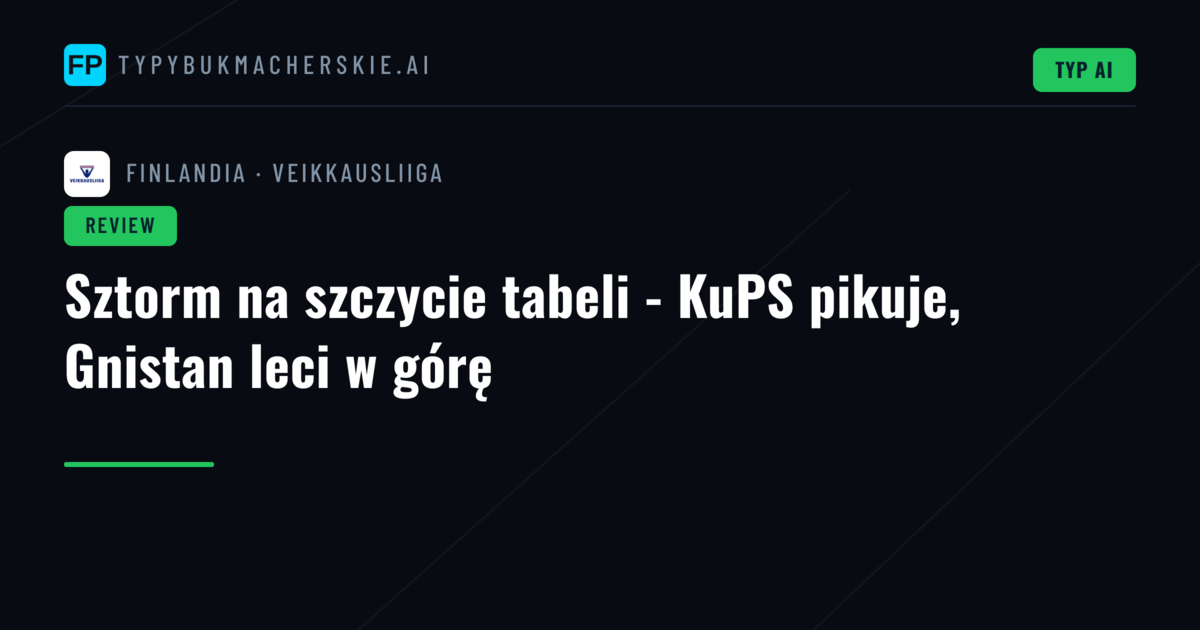 Sztorm na szczycie tabeli - KuPS pikuje, Gnistan leci w górę