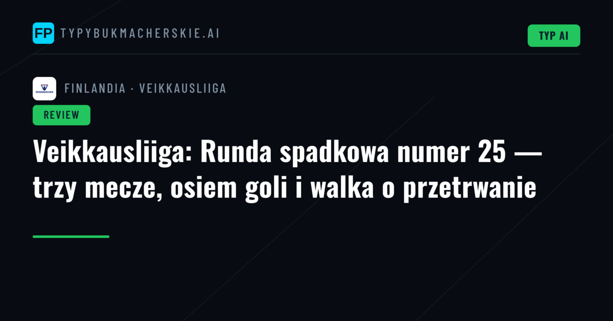 Veikkausliiga: Runda spadkowa numer 25 — trzy mecze, osiem goli i walka o przetrwanie
