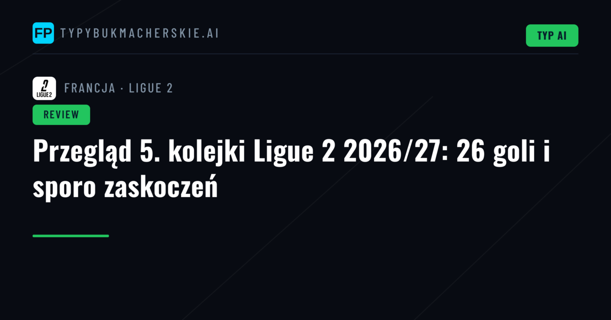 Przegląd 5. kolejki Ligue 2 2026/27: 26 goli i sporo zaskoczeń