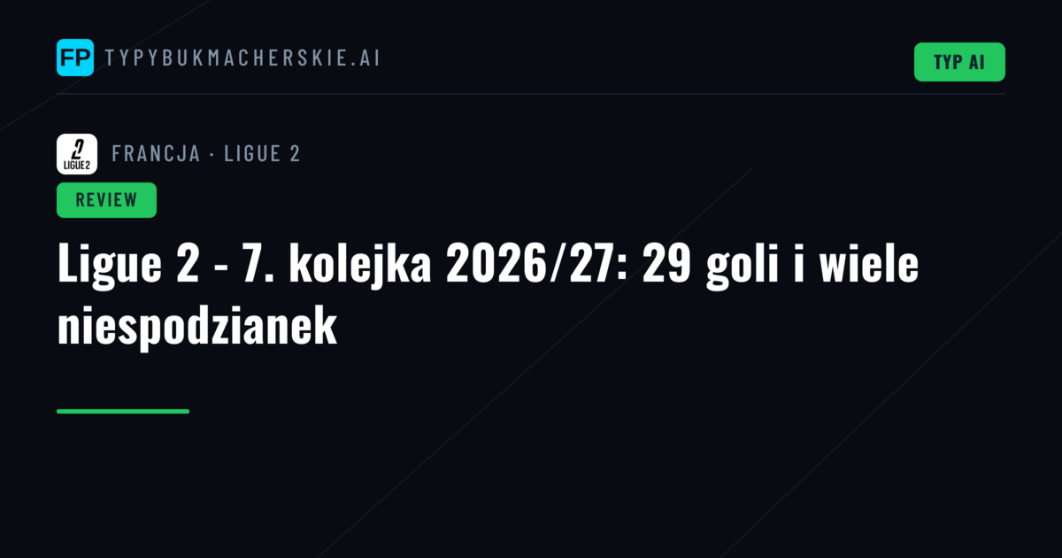 Ligue 2 - 7. kolejka 2026/27: 29 goli i wiele niespodzianek