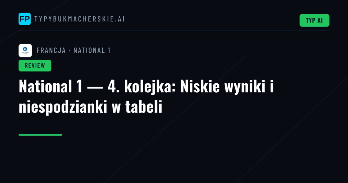 National 1 — 4. kolejka: Niskie wyniki i niespodzianki w tabeli