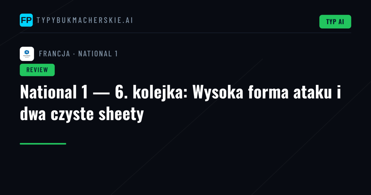 National 1 — 6. kolejka: Wysoka forma ataku i dwa czyste sheety