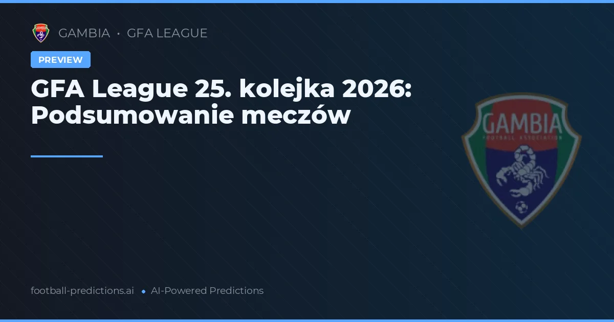 GFA League 25. kolejka 2026: Podsumowanie meczów
