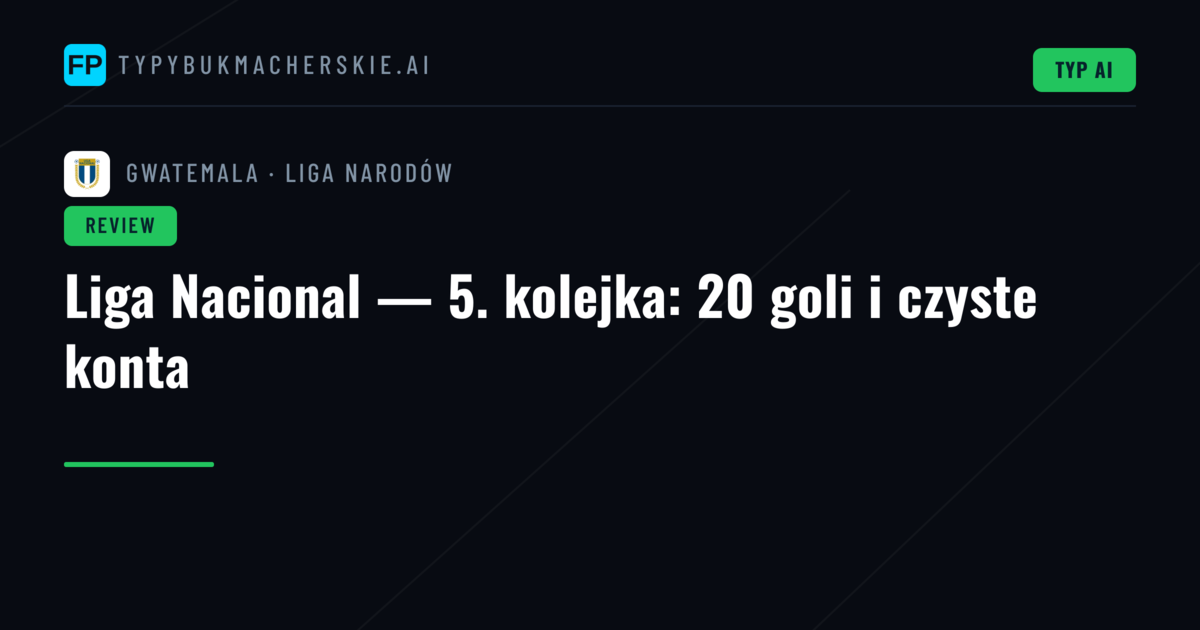 Liga Nacional — 5. kolejka: 20 goli i czyste konta