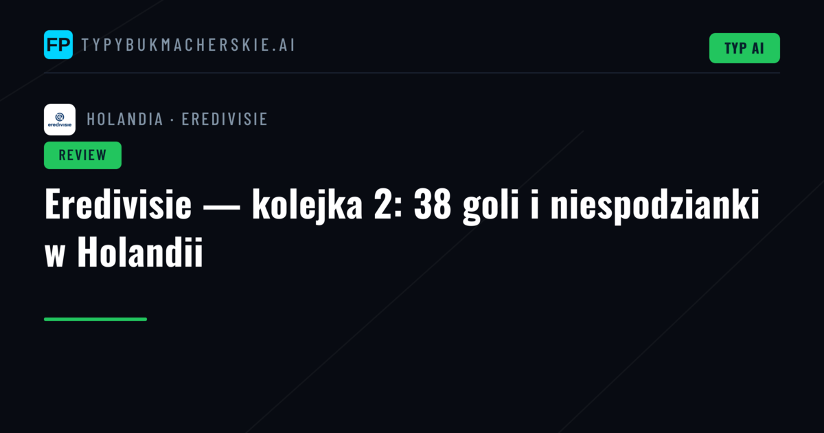 Eredivisie — kolejka 2: 38 goli i niespodzianki w Holandii