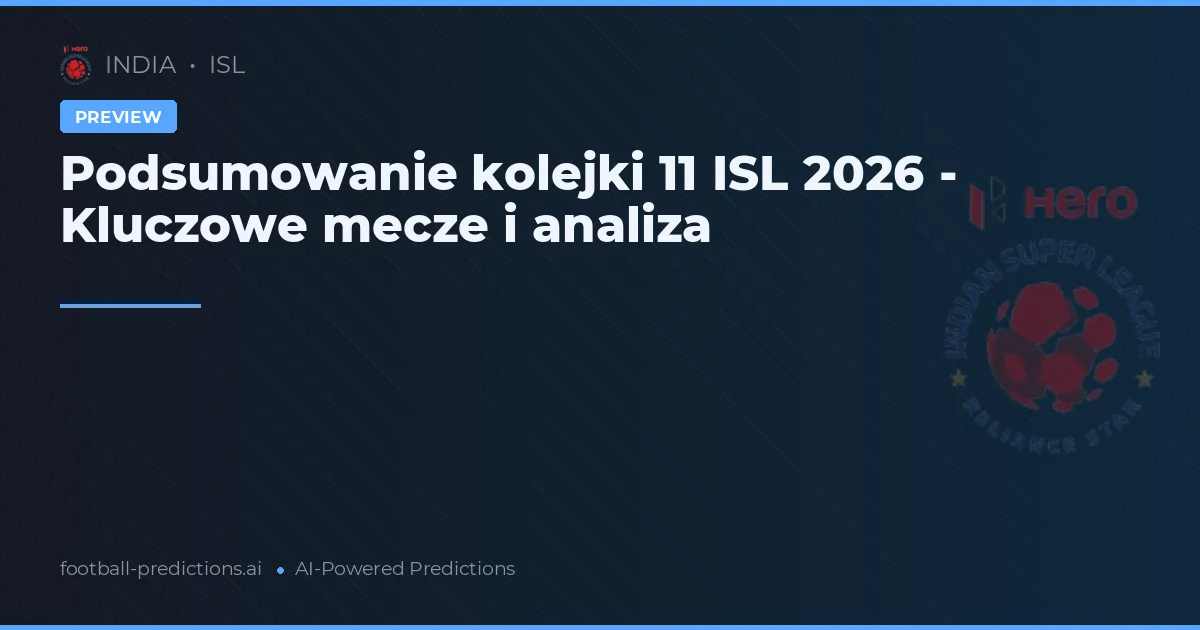 Podsumowanie kolejki 11 ISL 2026 - Kluczowe mecze i analiza