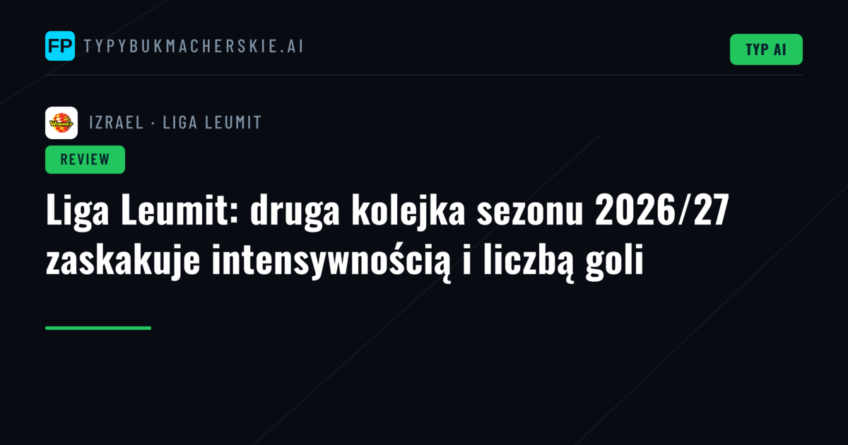 Liga Leumit: druga kolejka sezonu 2026/27 zaskakuje intensywnością i liczbą goli