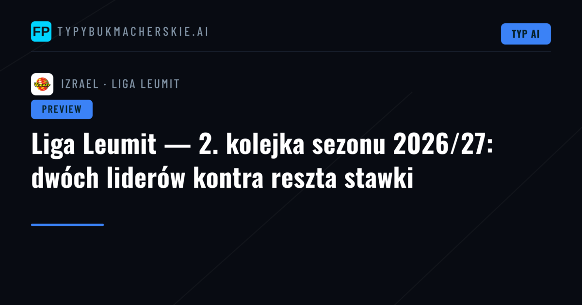 Liga Leumit — 2. kolejka sezonu 2026/27: dwóch liderów kontra reszta stawki