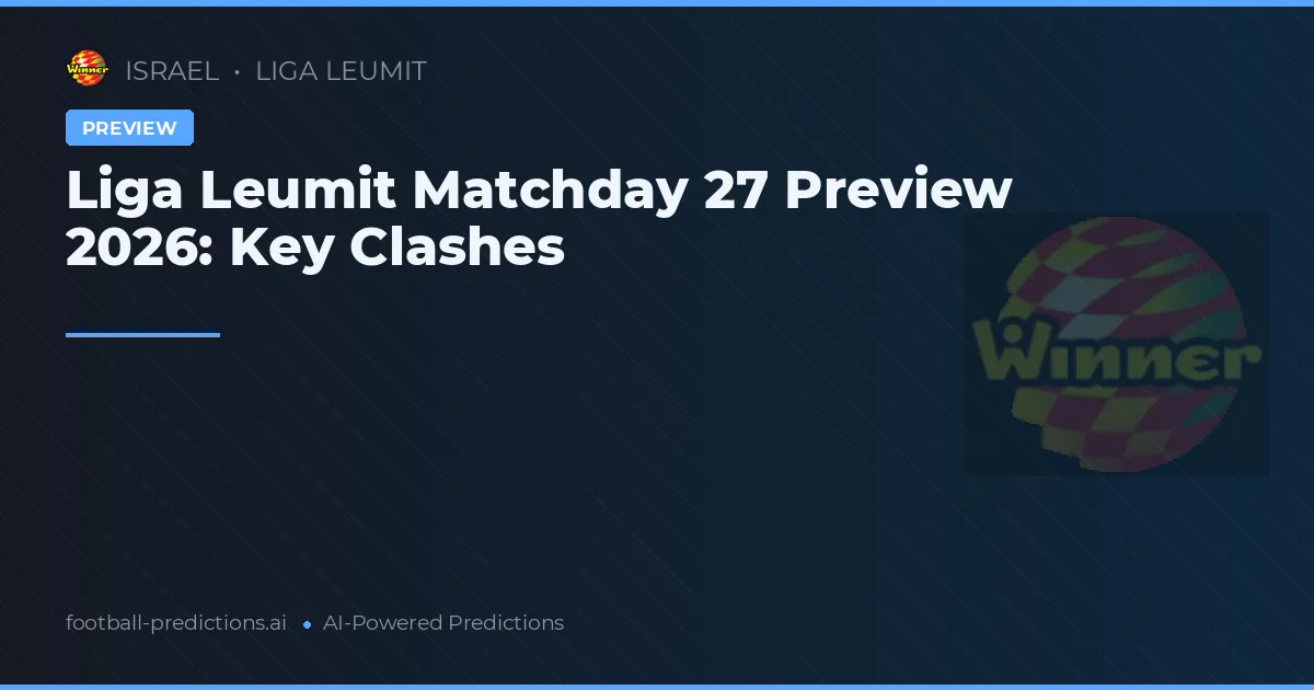 Liga Leumit Matchday 27 Preview 2026: Key Clashes