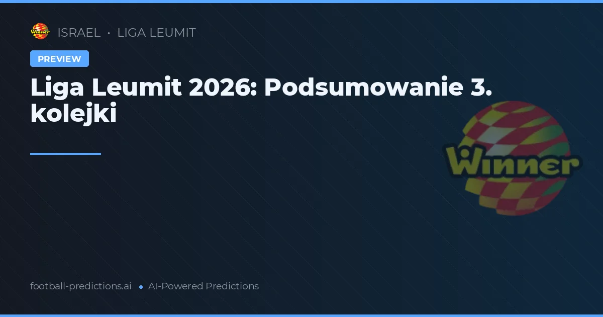 Liga Leumit 2026: Podsumowanie 3. kolejki