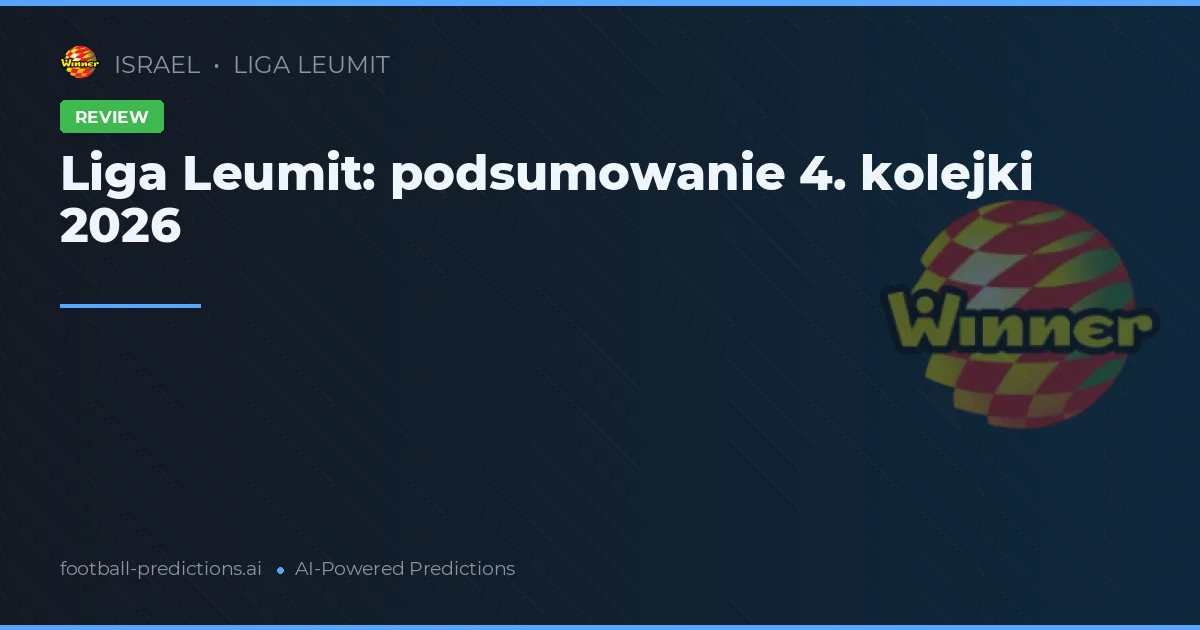 Liga Leumit: podsumowanie 4. kolejki 2026