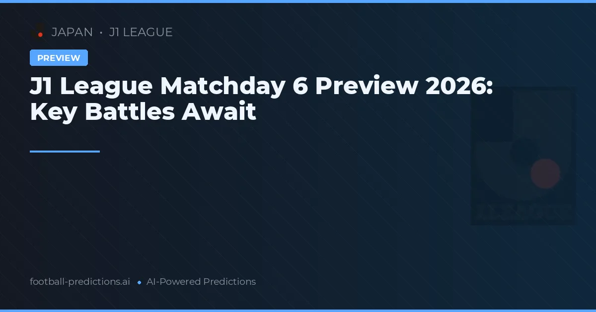 J1 League Matchday 6 Preview 2026: Key Battles Await